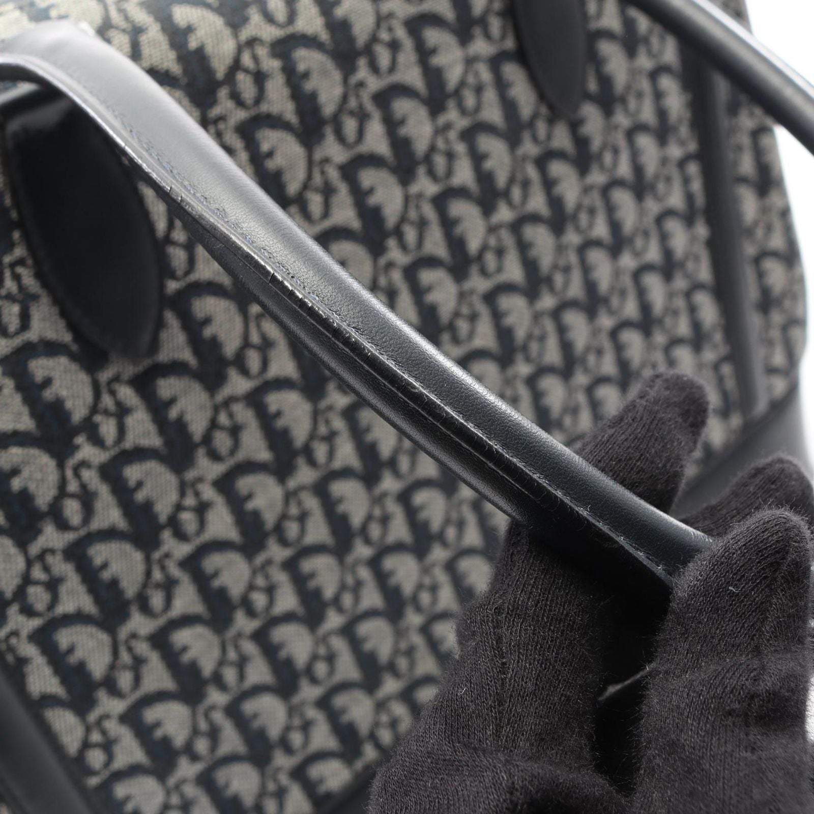 Dior Dio Handbag Tobta Denineta Zba Navy Canvas Leather