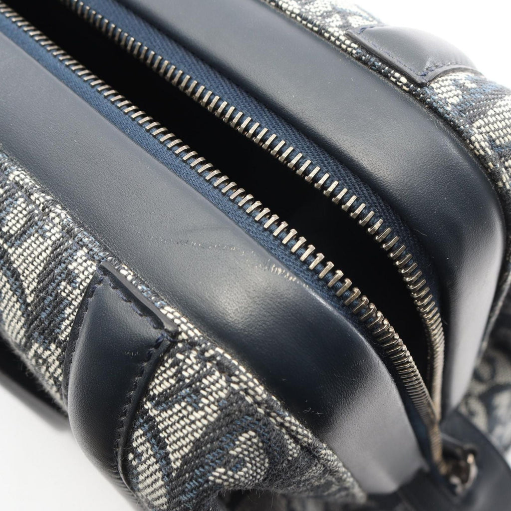 Dior Dio Handbag Tobta Denineta Zba Navy Canvas Leather