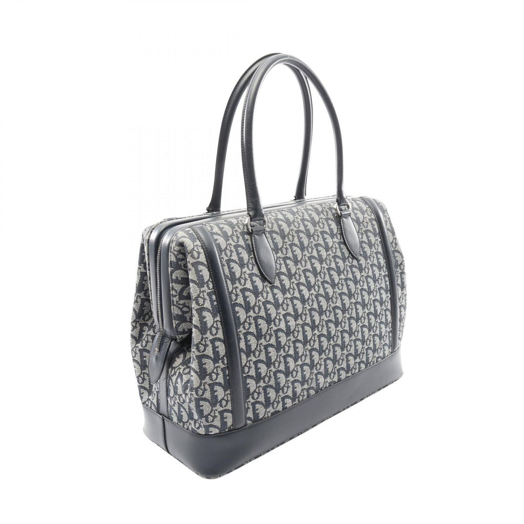 Dior Dio Handbag Tobta Denineta Zba Navy Canvas Leather