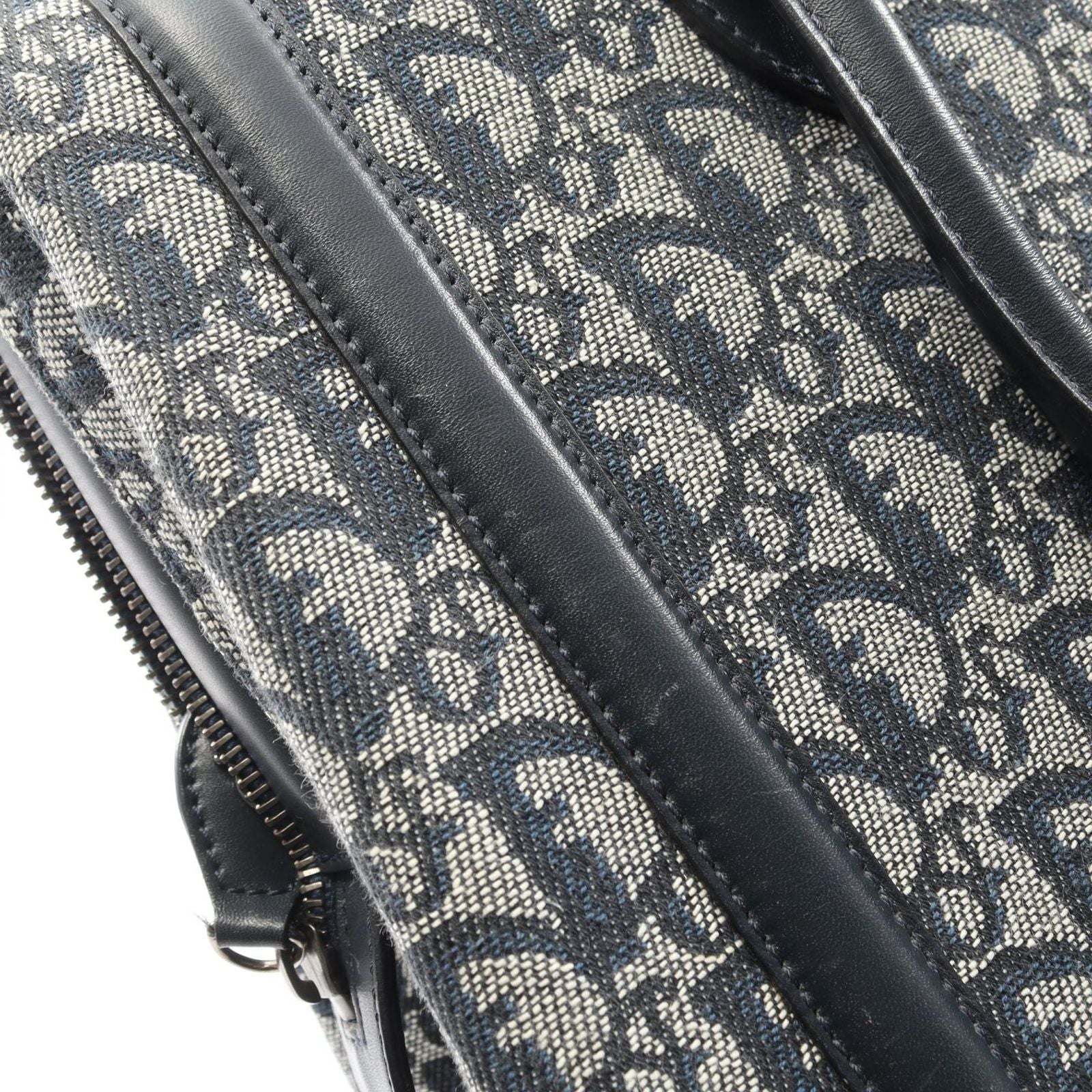 Dior Dio Handbag Tobta Denineta Zba Navy Canvas Leather