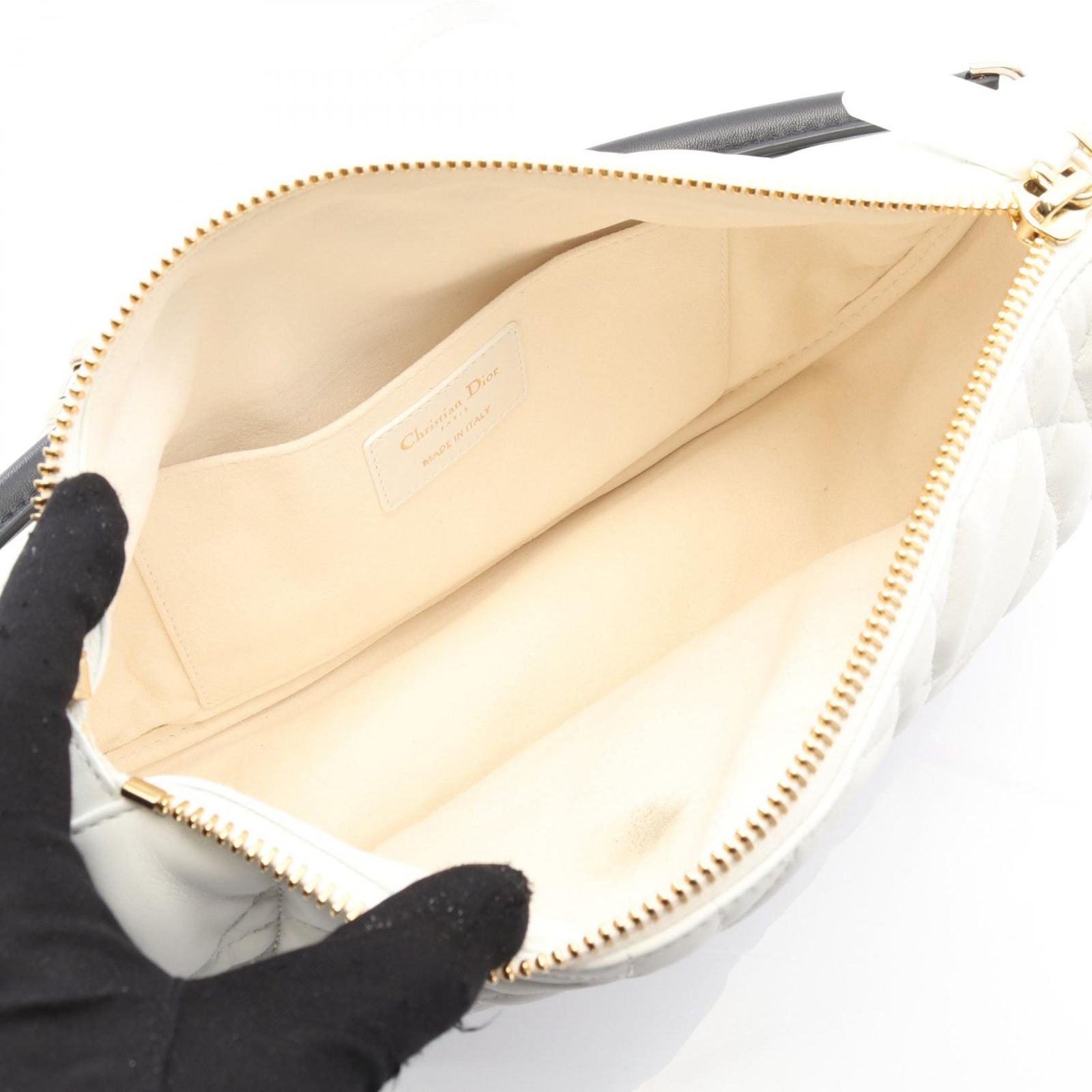 Dior Dio Handbag Vibe Midi Bo Cannage White Leather