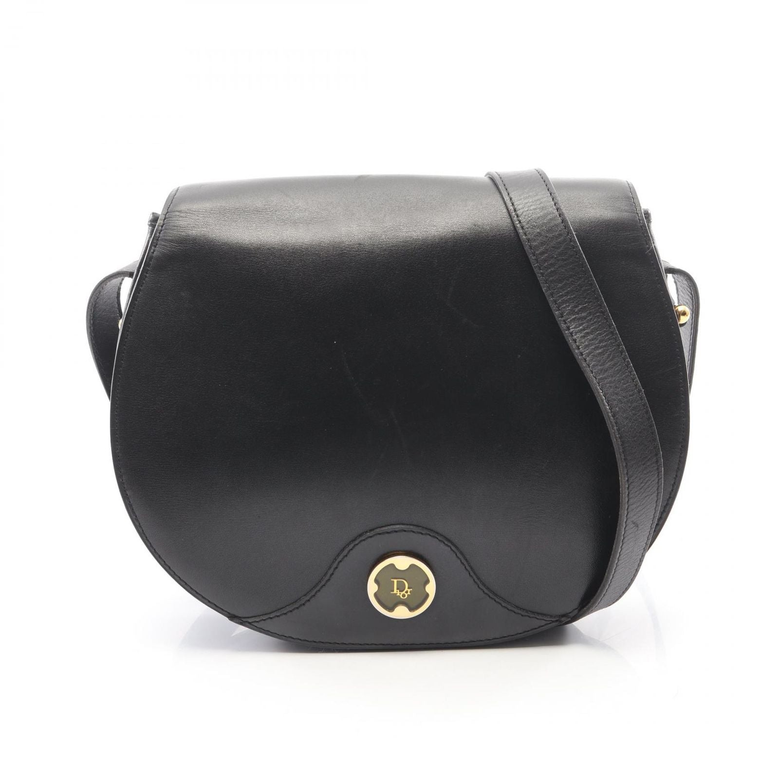 Dior Shoulder Bag Black Leather Vintage