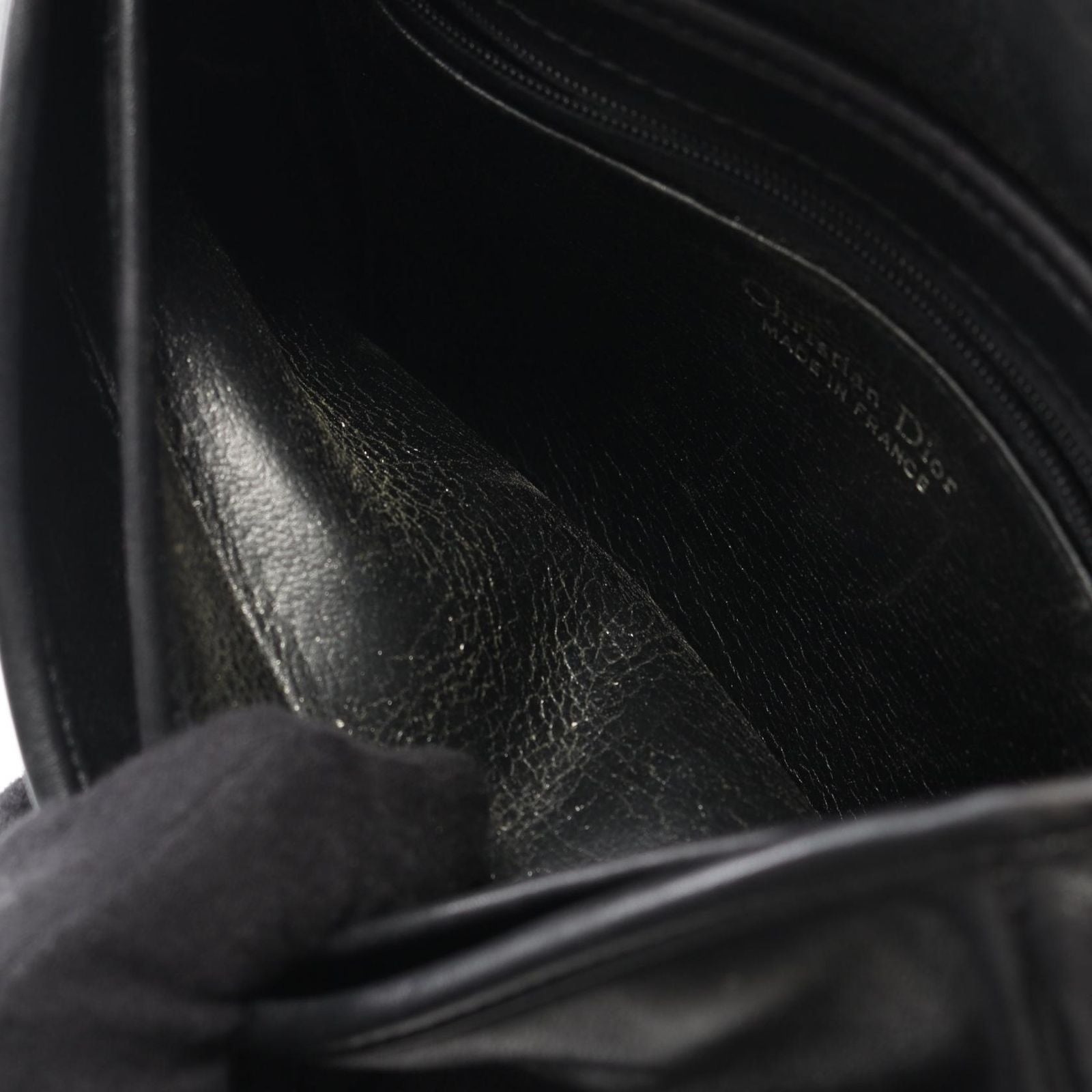 Dior Shoulder Bag Black Leather Vintage