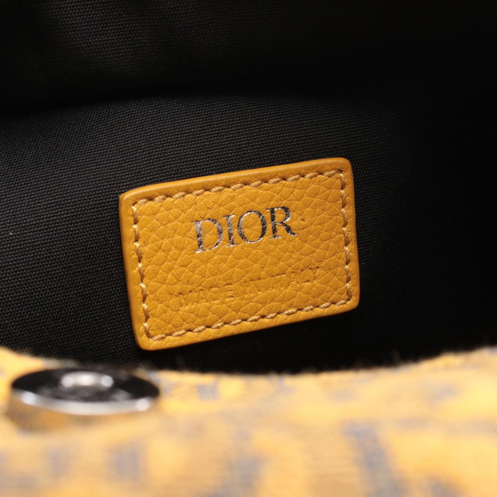 Dior Handbag Rango 26 Yellow Canvas Leather Black