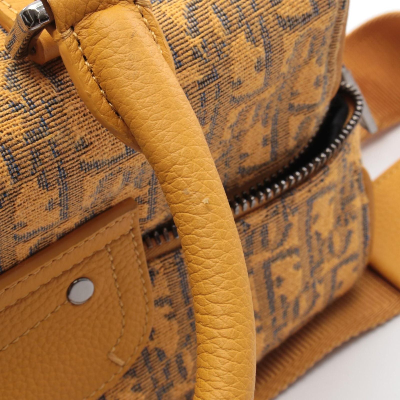 Dior Handbag Rango 26 Yellow Canvas Leather Black