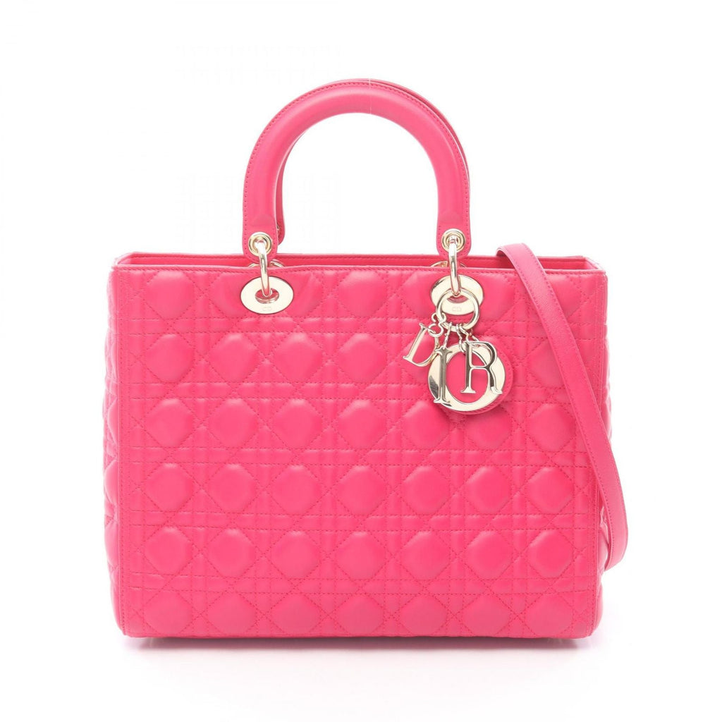Dior Handbag Lady Dior Large Cannage 2-Way Pink Leather Lady Dior Tote