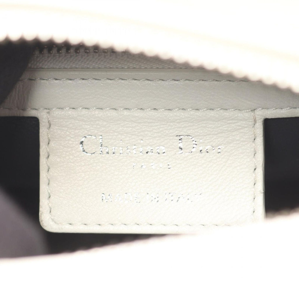 Dior Handbag Lady Dior 2-Way White Gold Silver Leather Tote