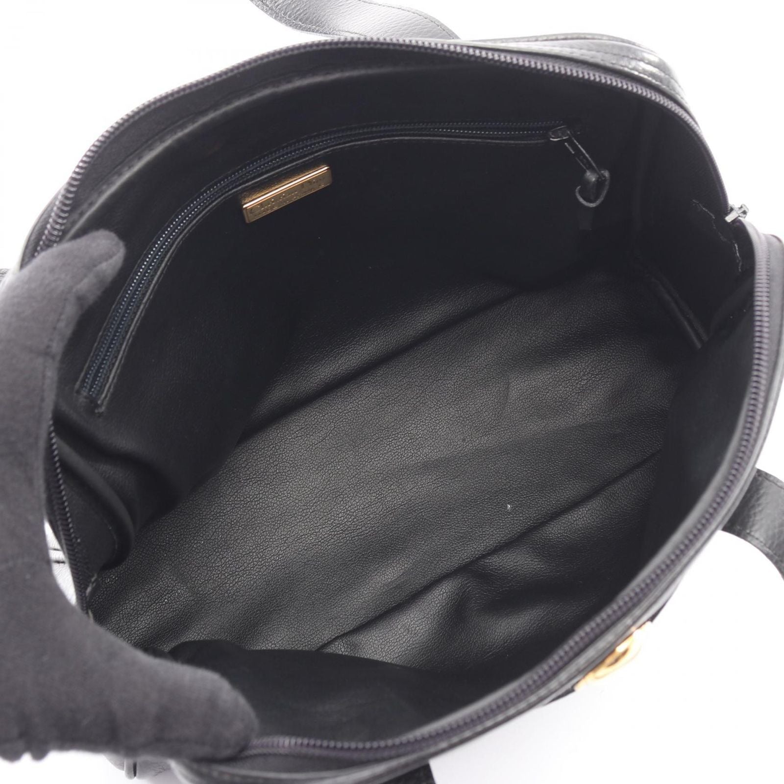 Dior Handbag CD 2-Way Black Leather CD Logo Hand