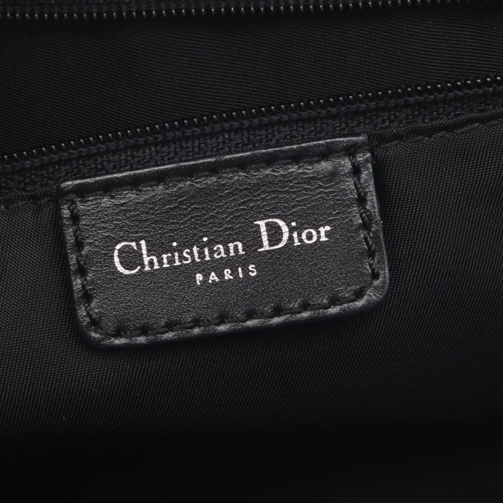 Dior Handbag Trotter Black Beige Canvas Leather Hand