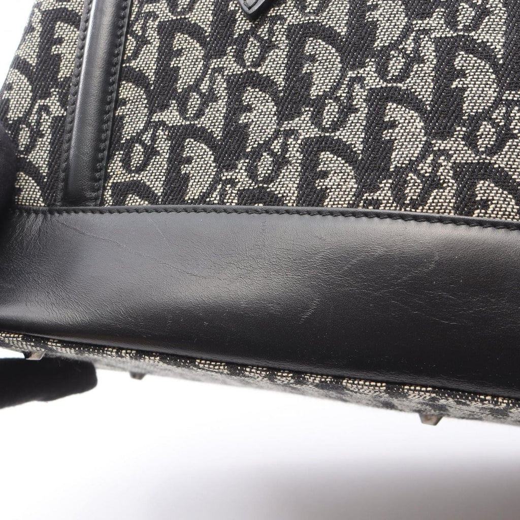Dior Handbag Trotter Black Beige Canvas Leather Hand