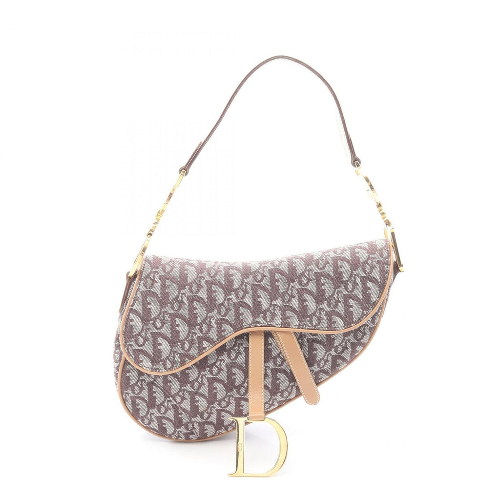 Dior Handbag Saddle Trotter Brown Canvas Leather Bag