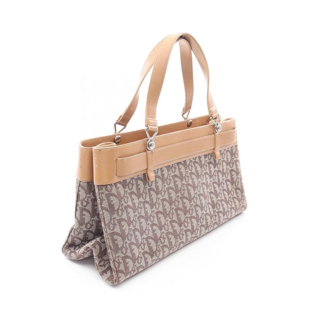 Dior Handbag Trotter Brown Canvas Leather
