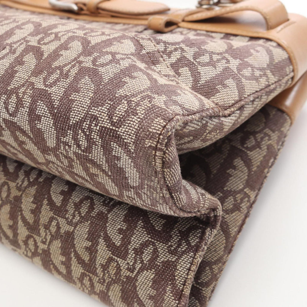 Dior Handbag Trotter Brown Canvas Leather