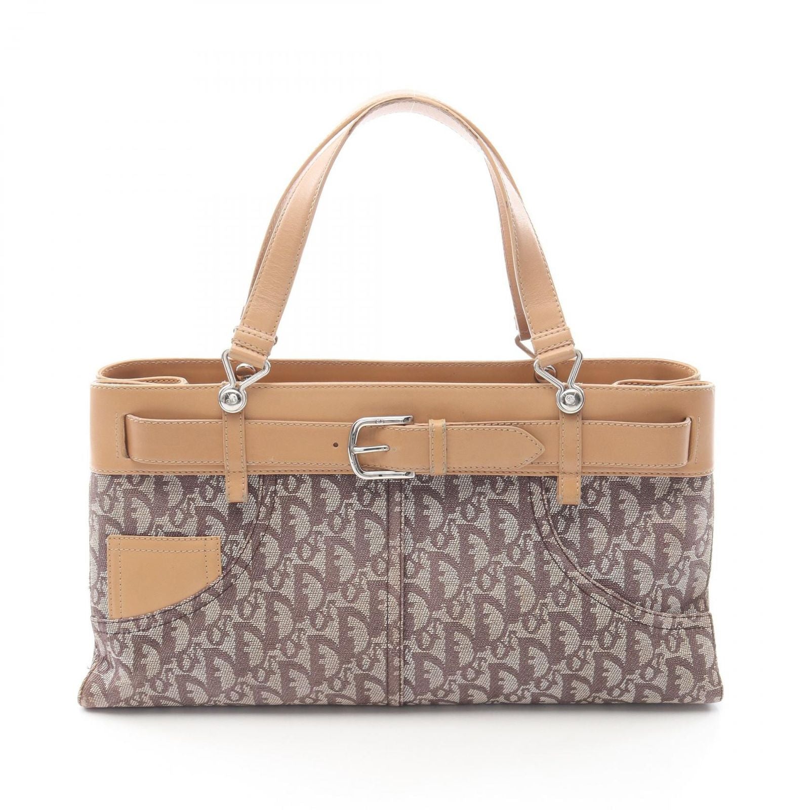 Dior Handbag Trotter Brown Canvas Leather