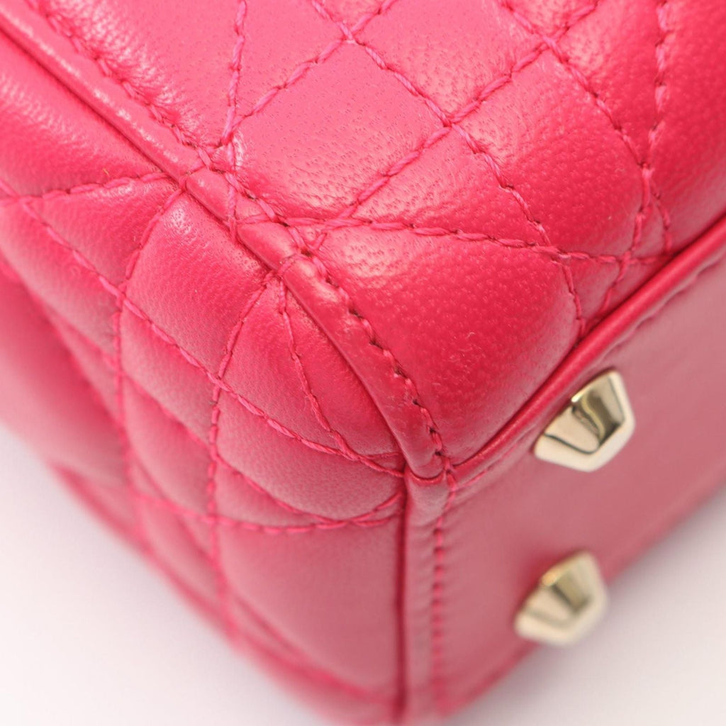 Dior Handbag Lady Dior Mini Cannage 2-Way Magenta Leather Lady Dior Tote
