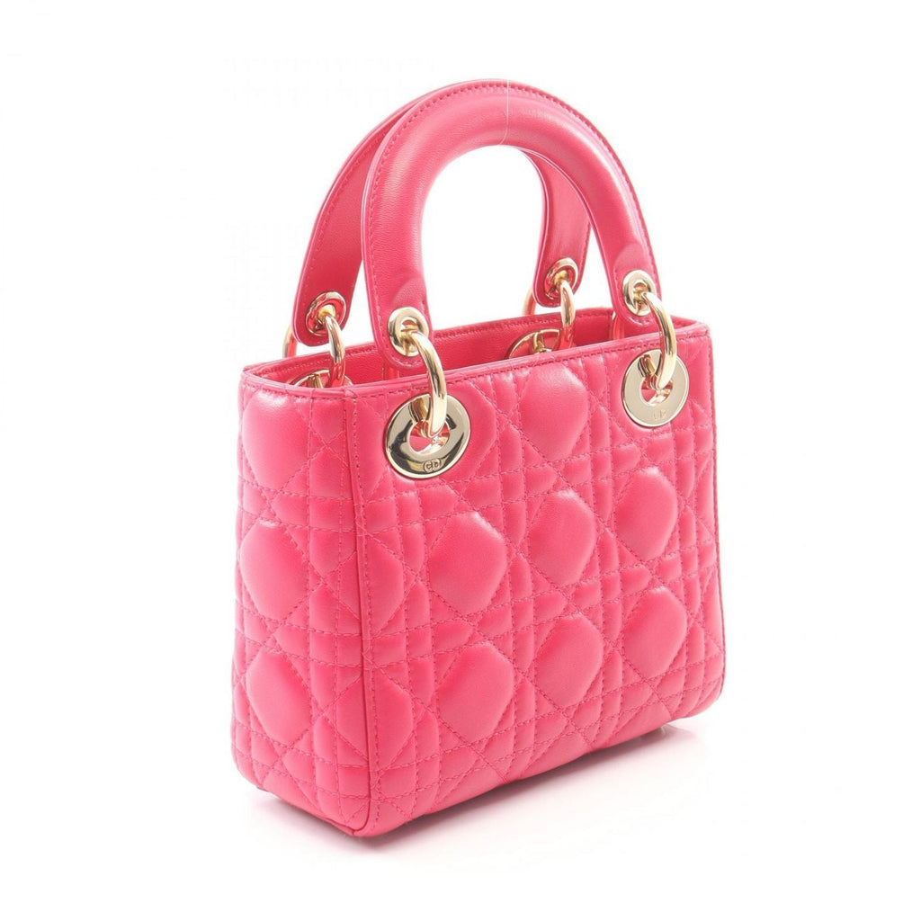 Dior Handbag Lady Dior Mini Cannage 2-Way Magenta Leather Lady Dior Tote