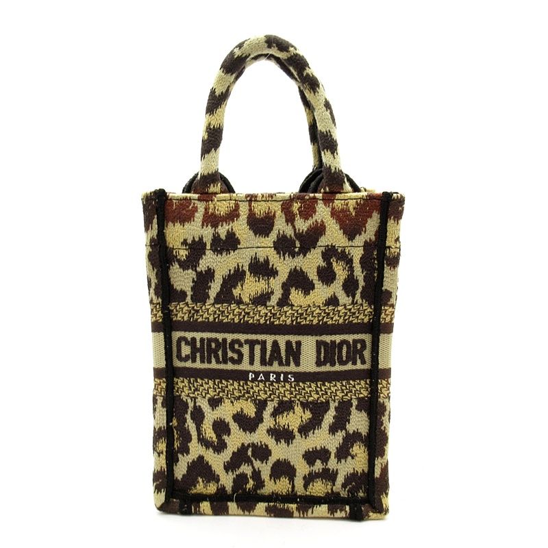 Dior Book Tote Mini Phone Canvas Handbag Leopard