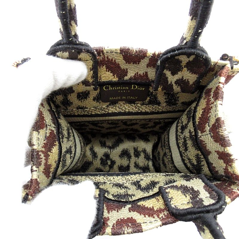 Dior Book Tote Mini Phone Canvas Handbag Leopard
