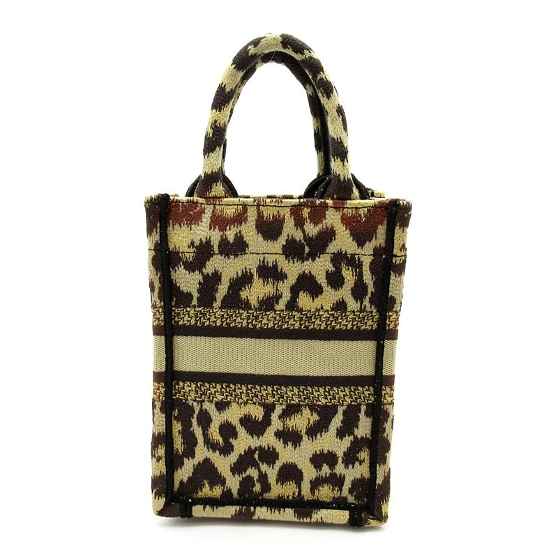 Dior Book Tote Mini Phone Canvas Handbag Leopard