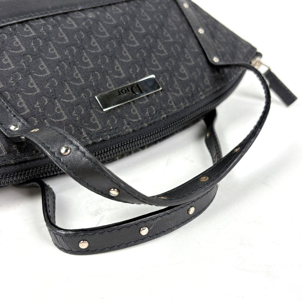 Dior Trotter Pattern Handbag Street Chic Logo Canvas Black