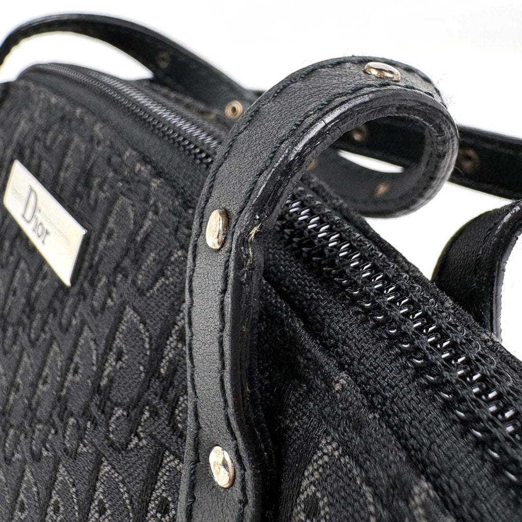 Dior Trotter Pattern Handbag Street Chic Logo Canvas Black