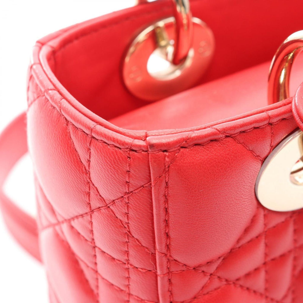 Dior Handbag Lady Dior MY Abcdior Lady Dior Small Cannage 2-Way Red Leather