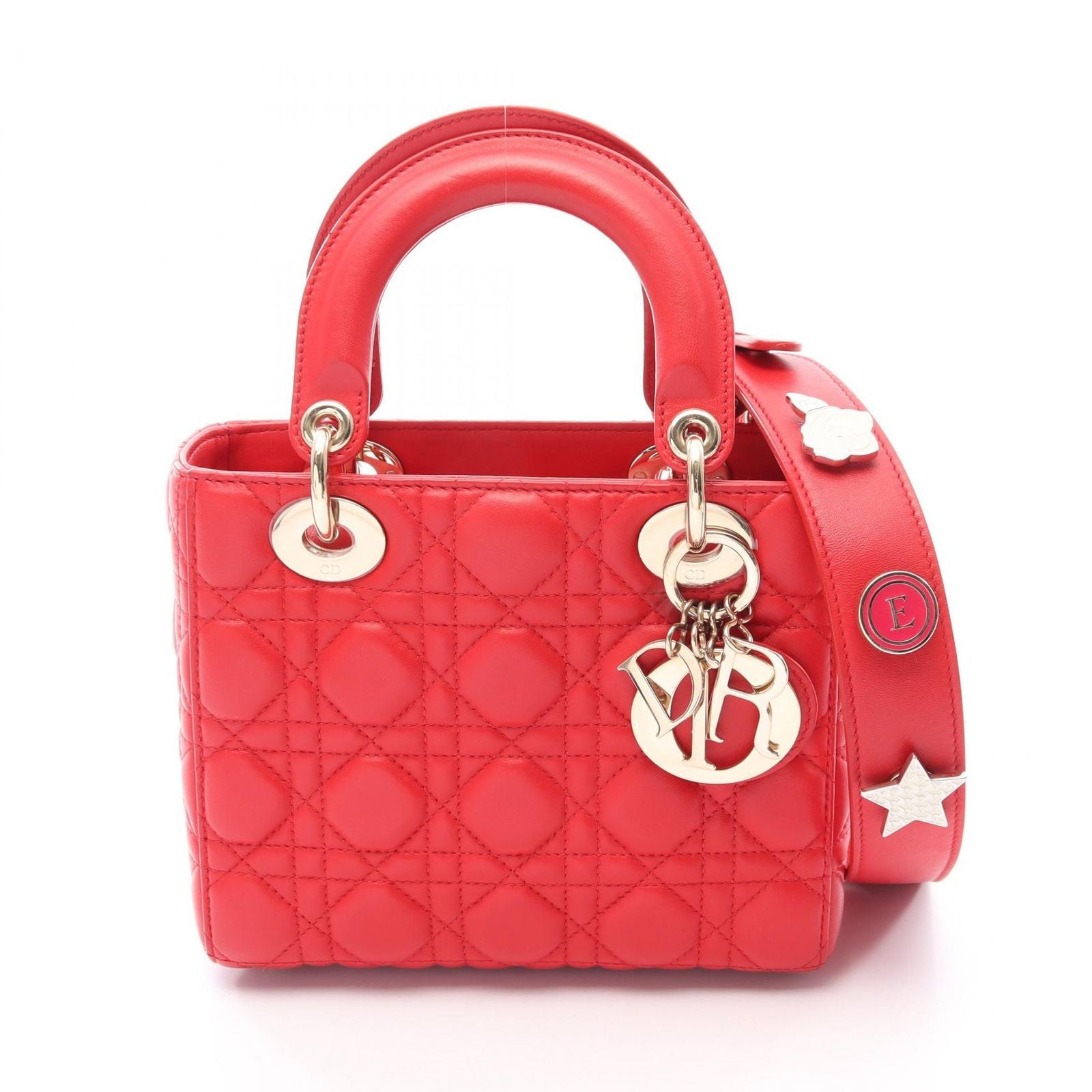 Dior Handbag Lady Dior MY Abcdior Lady Dior Small Cannage 2-Way Red Leather