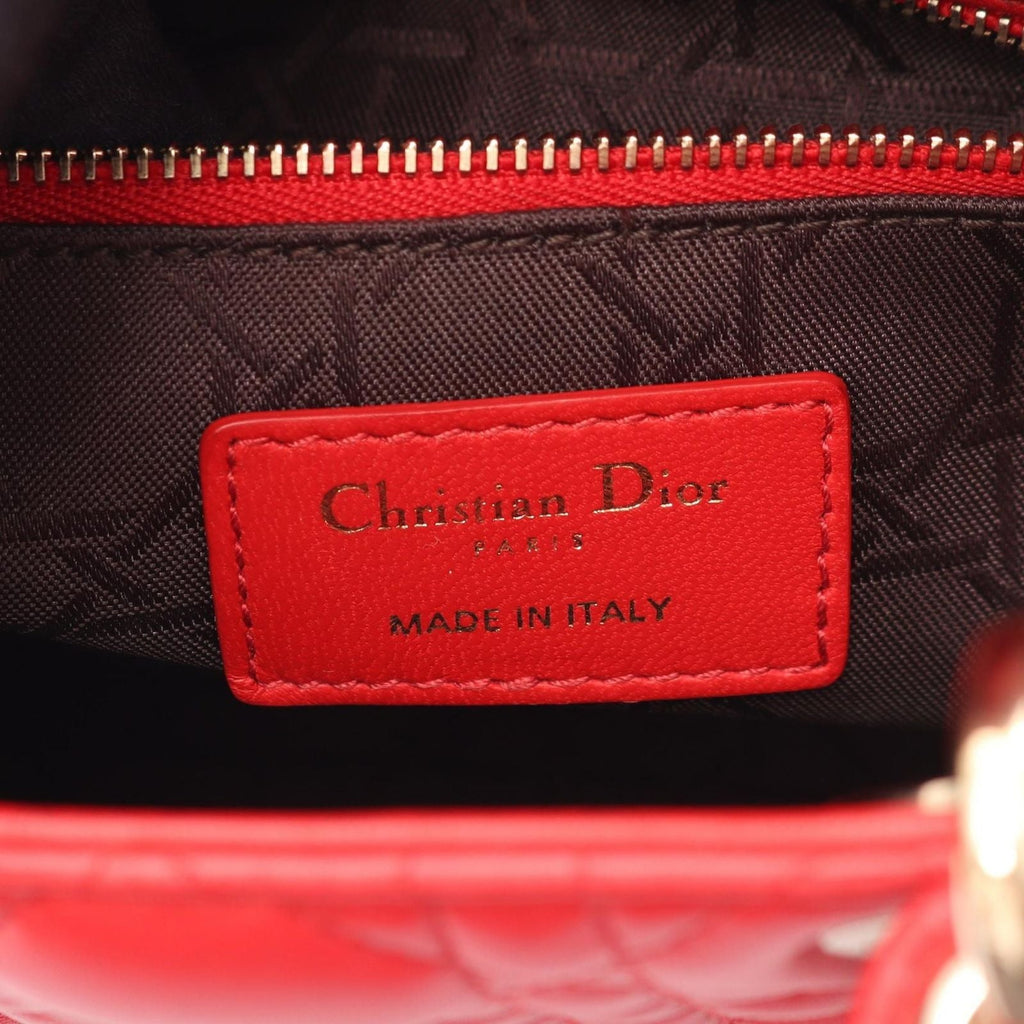 Dior Handbag Lady Dior MY Abcdior Lady Dior Small Cannage 2-Way Red Leather