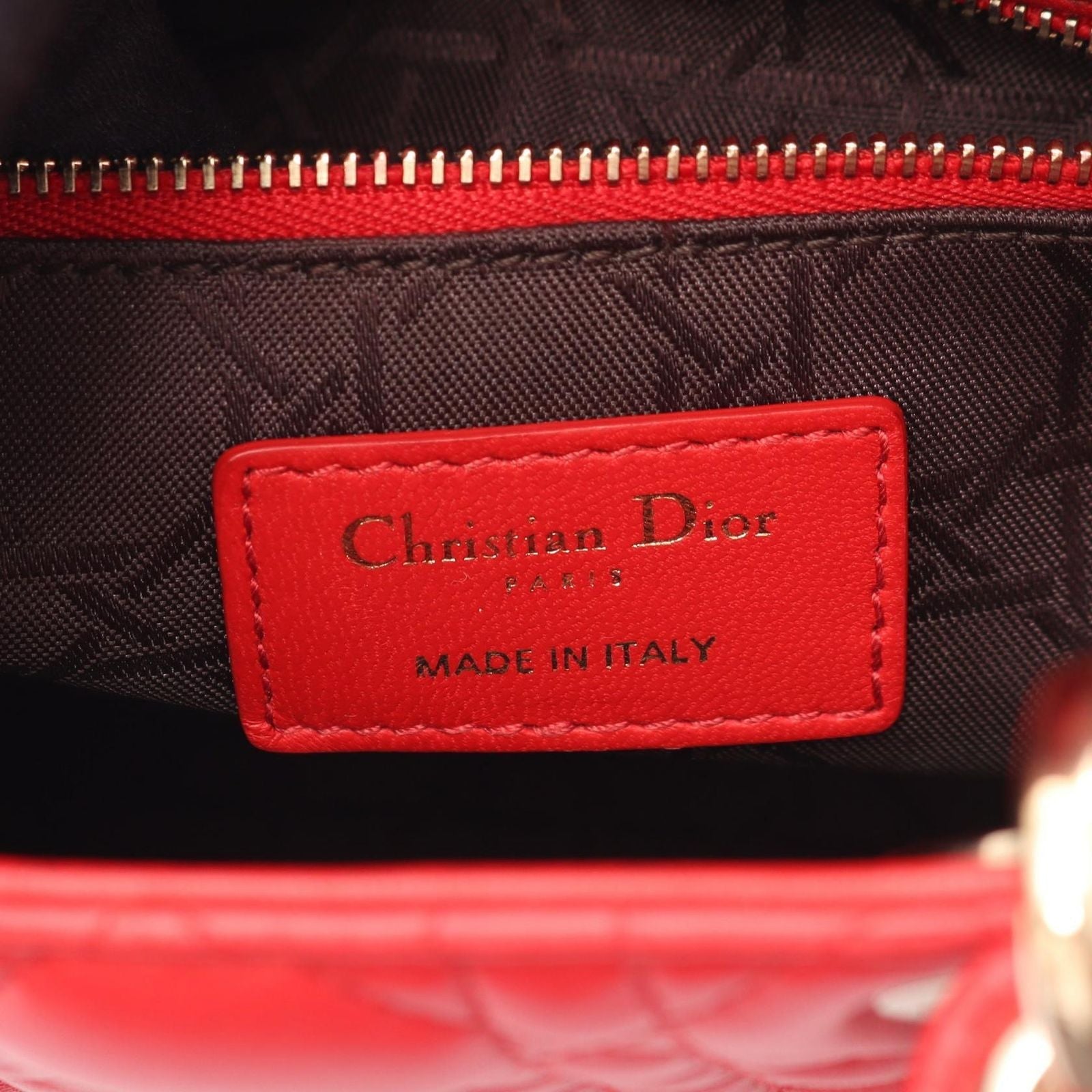 Dior Handbag Lady Dior MY Abcdior Lady Dior Small Cannage 2-Way Red Leather