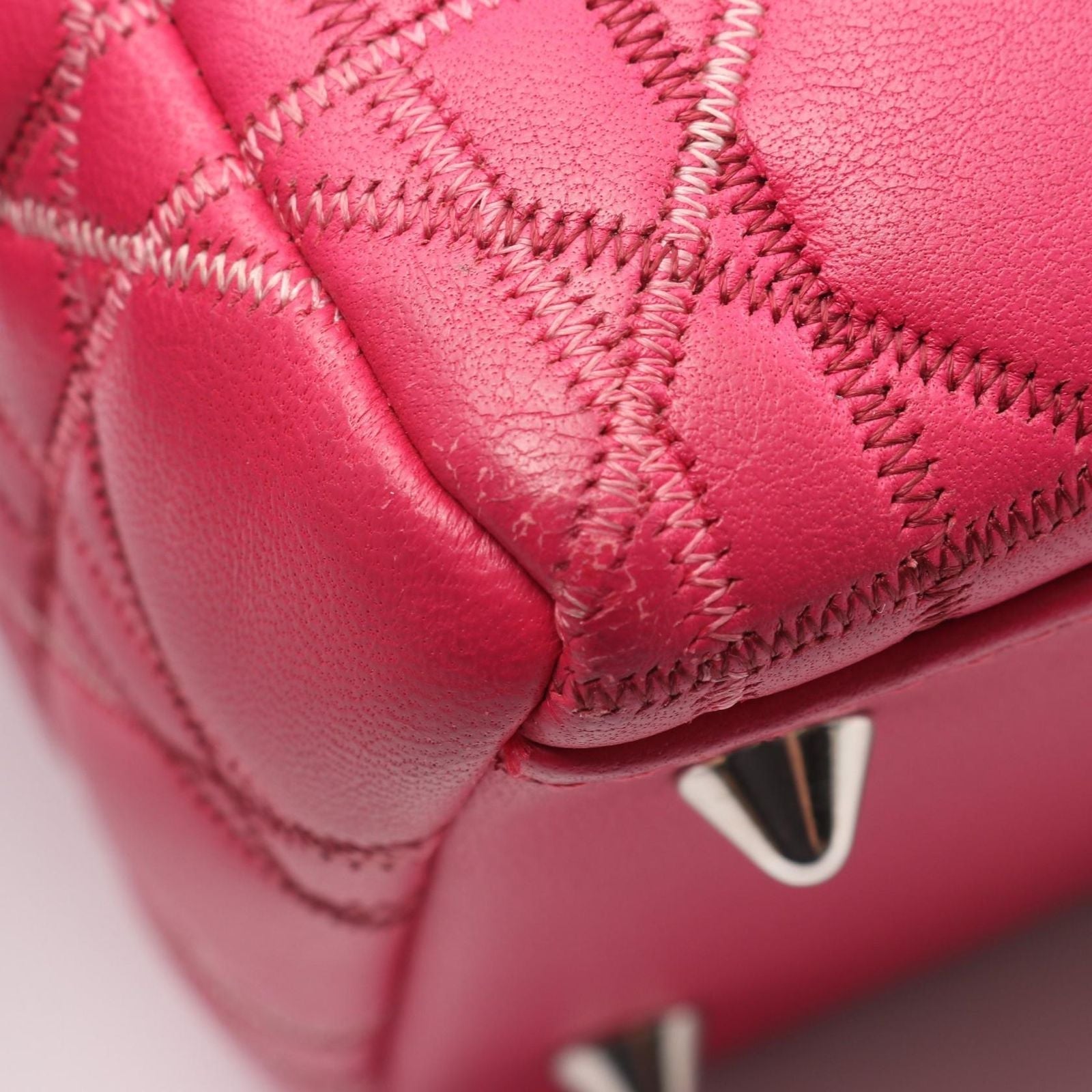 Dior Handbag Lady Dior Cannage 2-Way Magenta Leather Tote