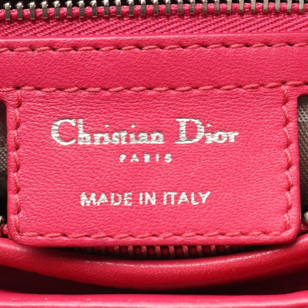 Dior Handbag Lady Dior Cannage 2-Way Magenta Leather Tote