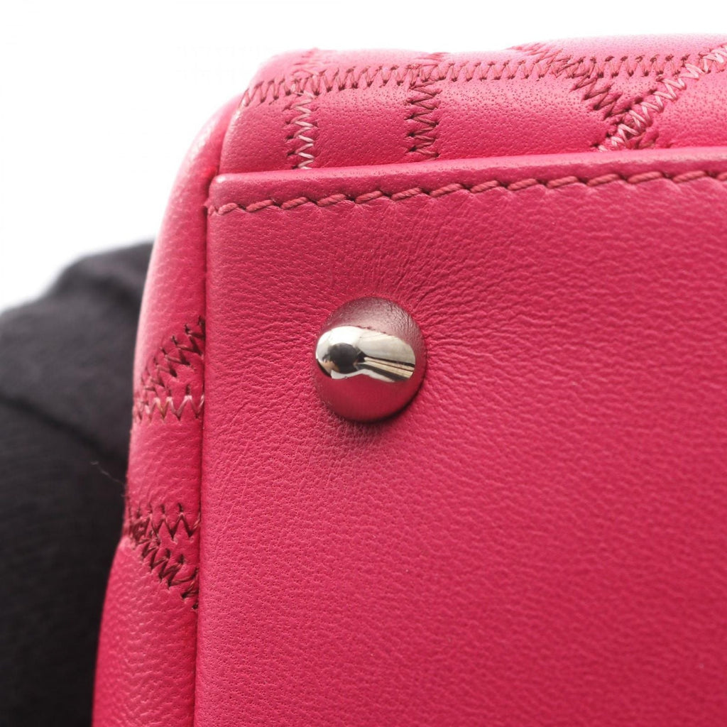 Dior Handbag Lady Dior Cannage 2-Way Magenta Leather Tote
