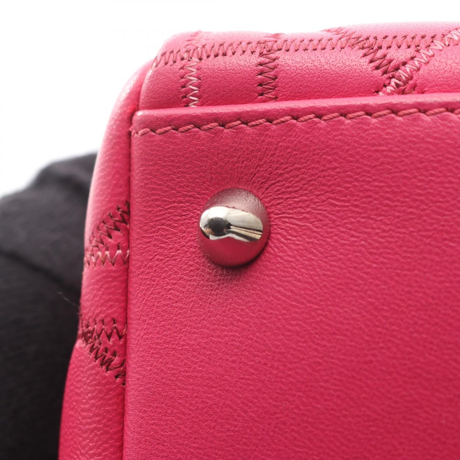 Dior Handbag Lady Dior Cannage 2-Way Magenta Leather Tote