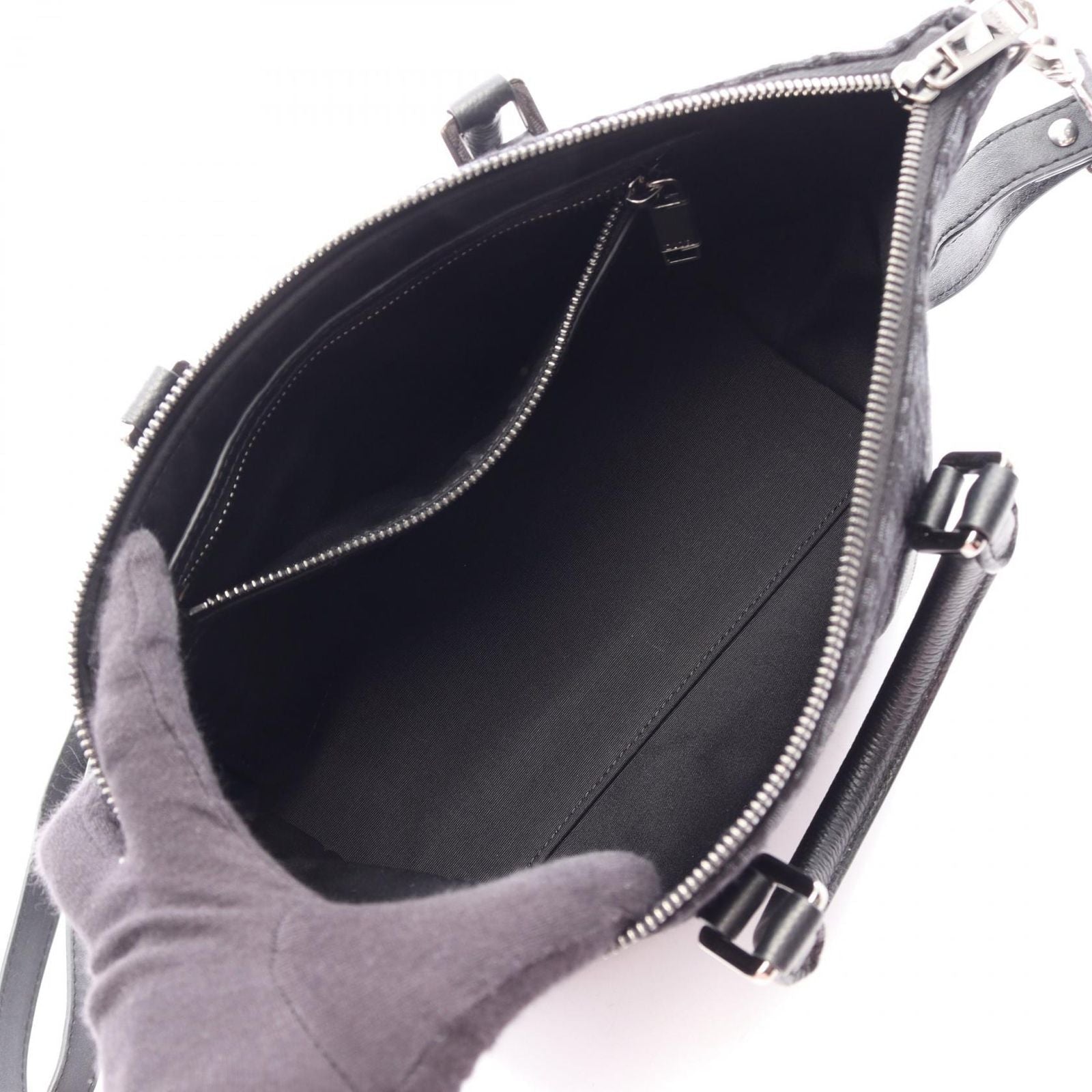 Dior Handbag Weekender 25 2-Way Black Canvas Leather