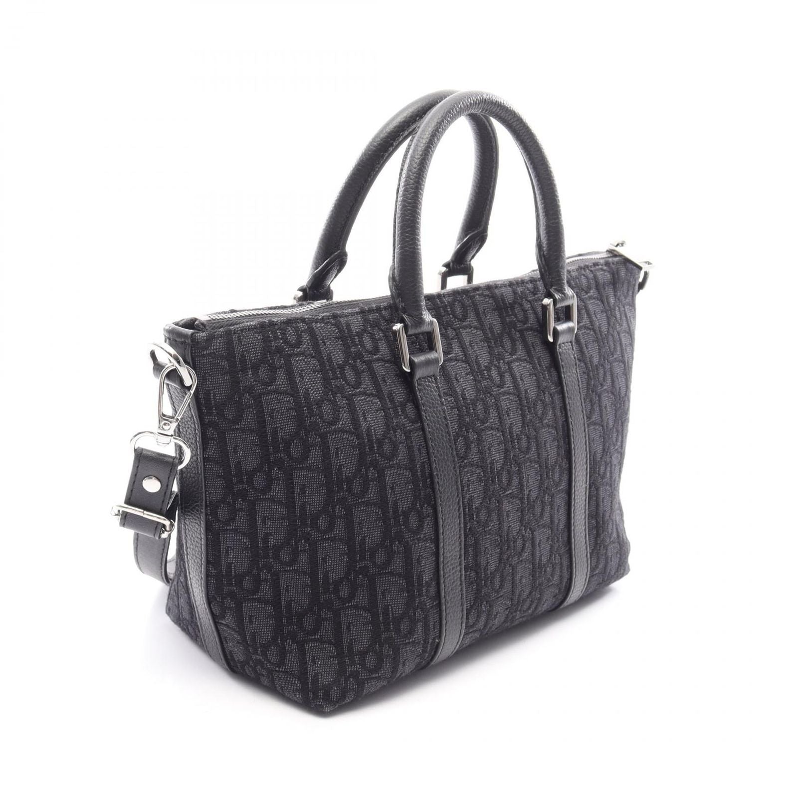 Dior Handbag Weekender 25 2-Way Black Canvas Leather