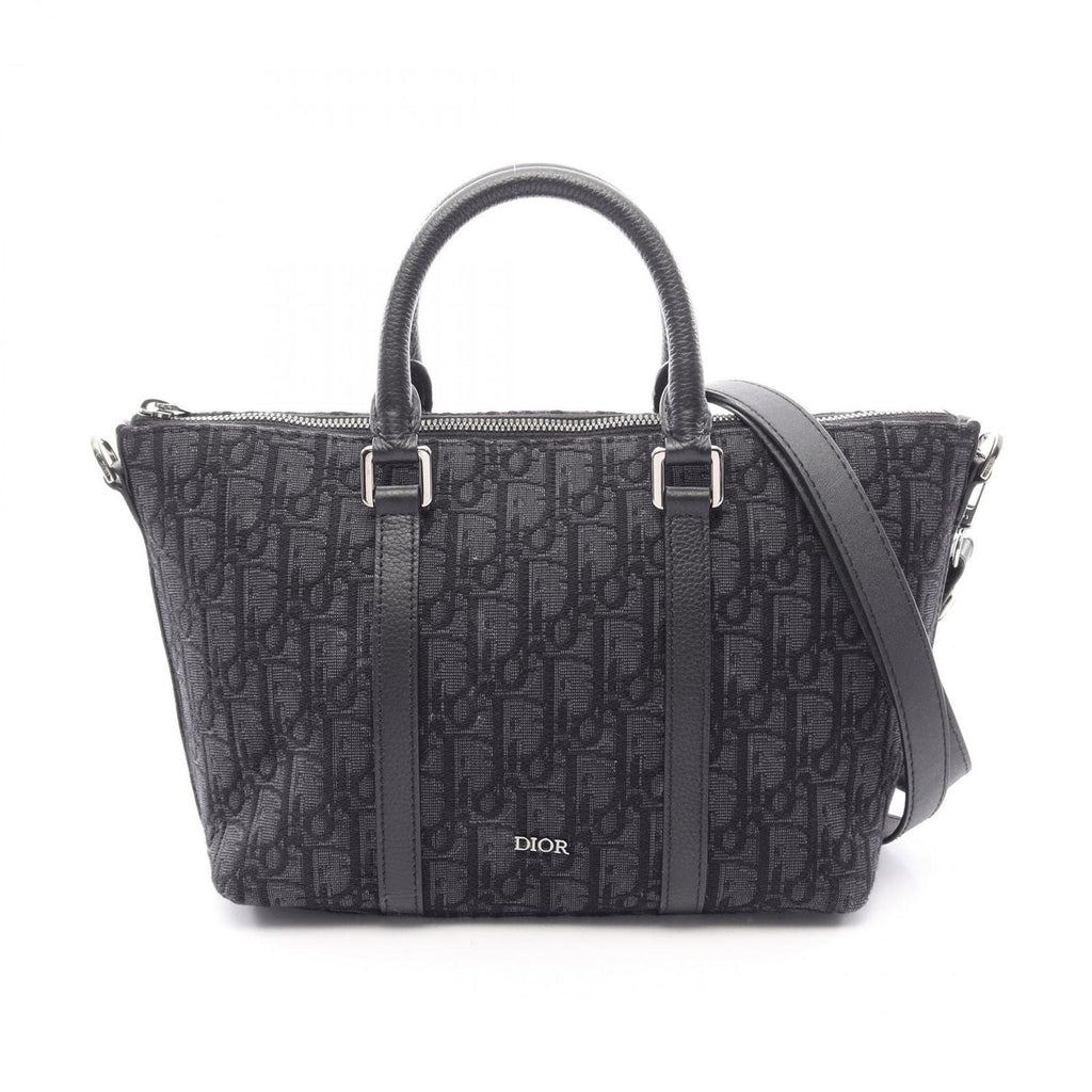 Dior Handbag Weekender 25 2-Way Black Canvas Leather
