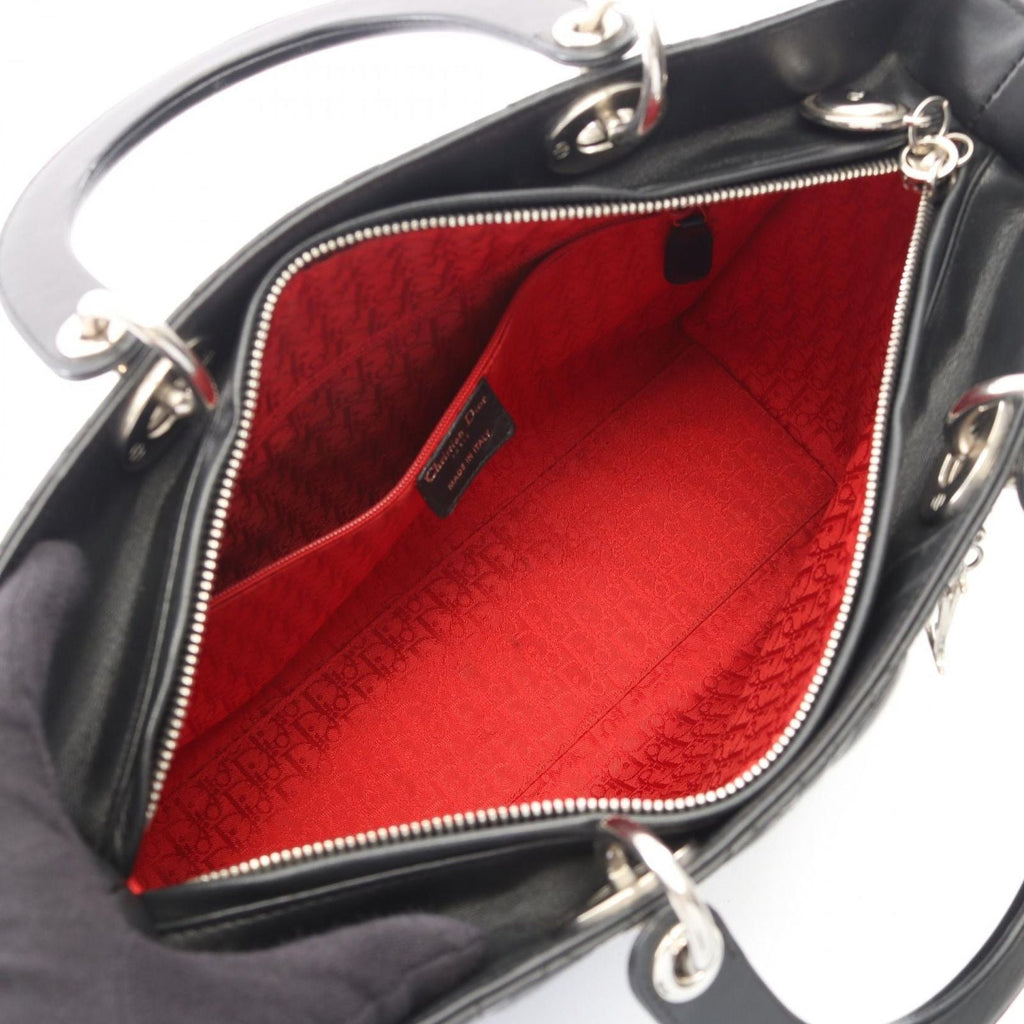 Dior Handbag Lady Dior Large Cannage Black Leather Lady Dior 2-Way Tote