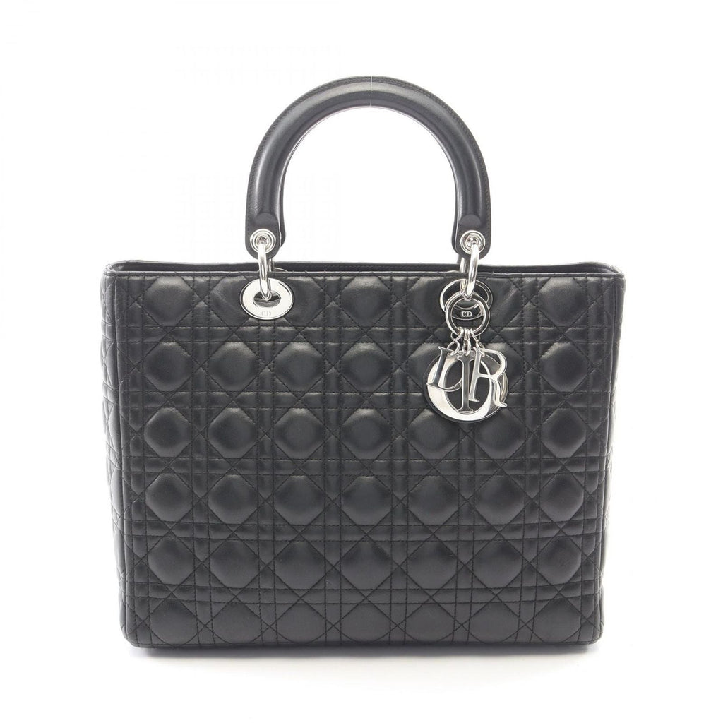 Dior Handbag Lady Dior Large Cannage Black Leather Lady Dior 2-Way Tote