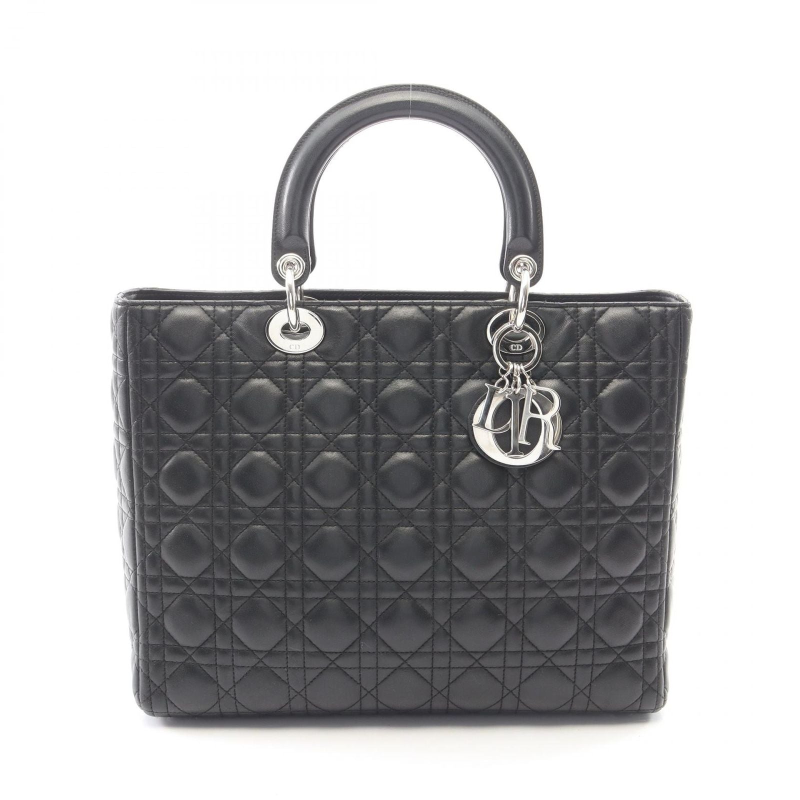 Dior Handbag Lady Dior Large Cannage Black Leather Lady Dior 2-Way Tote