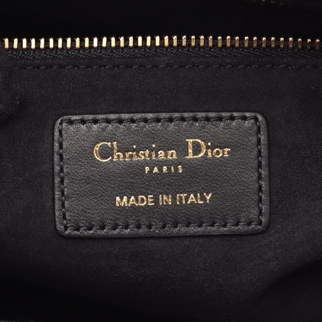 Dior Handbag Lady Dior Cannage 2-Way Black Leather Tote