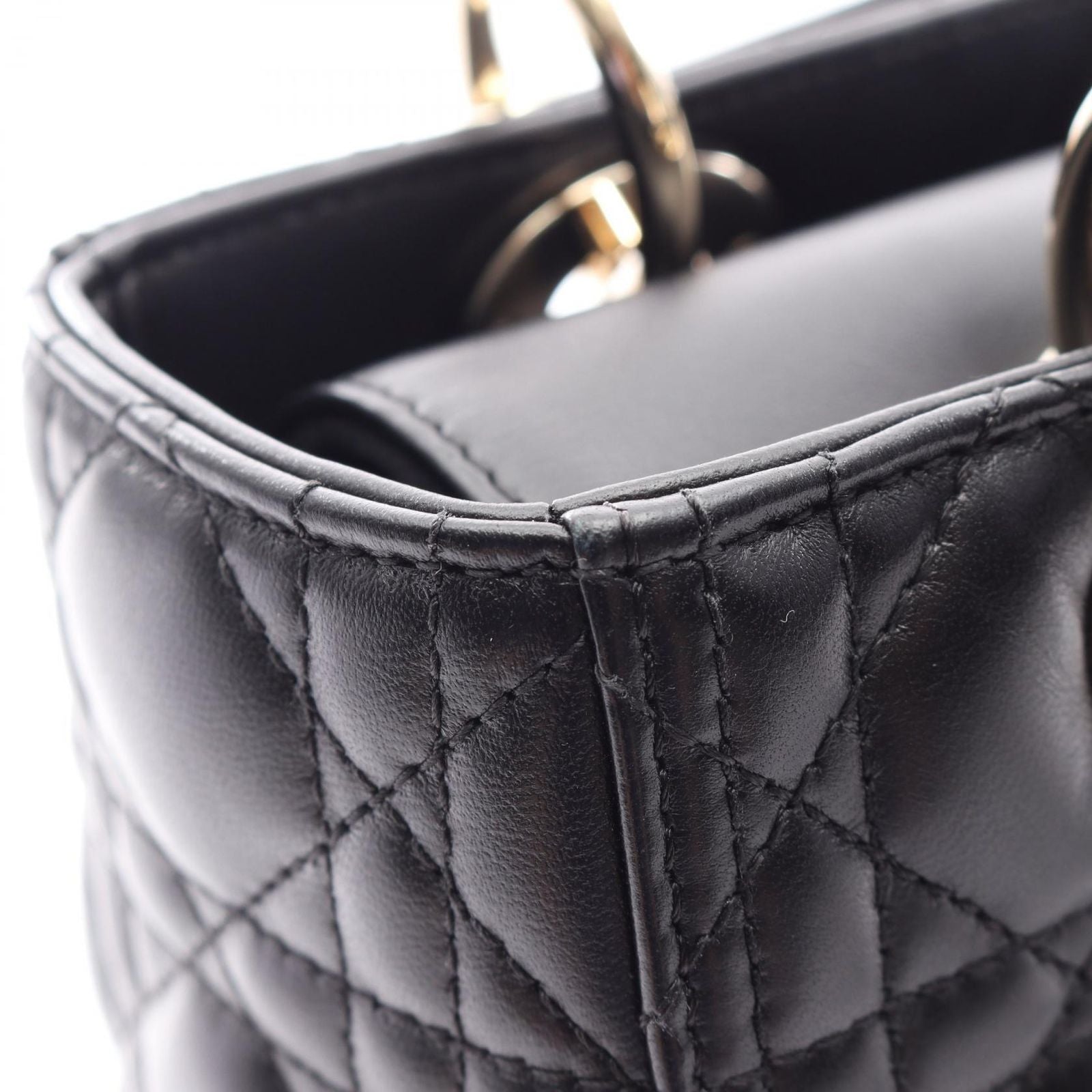 Dior Handbag Lady Dior Cannage 2-Way Black Leather Tote