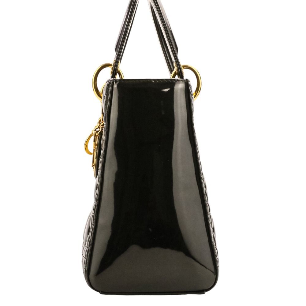 Dior Lady Cannage Patent Handbag Black
