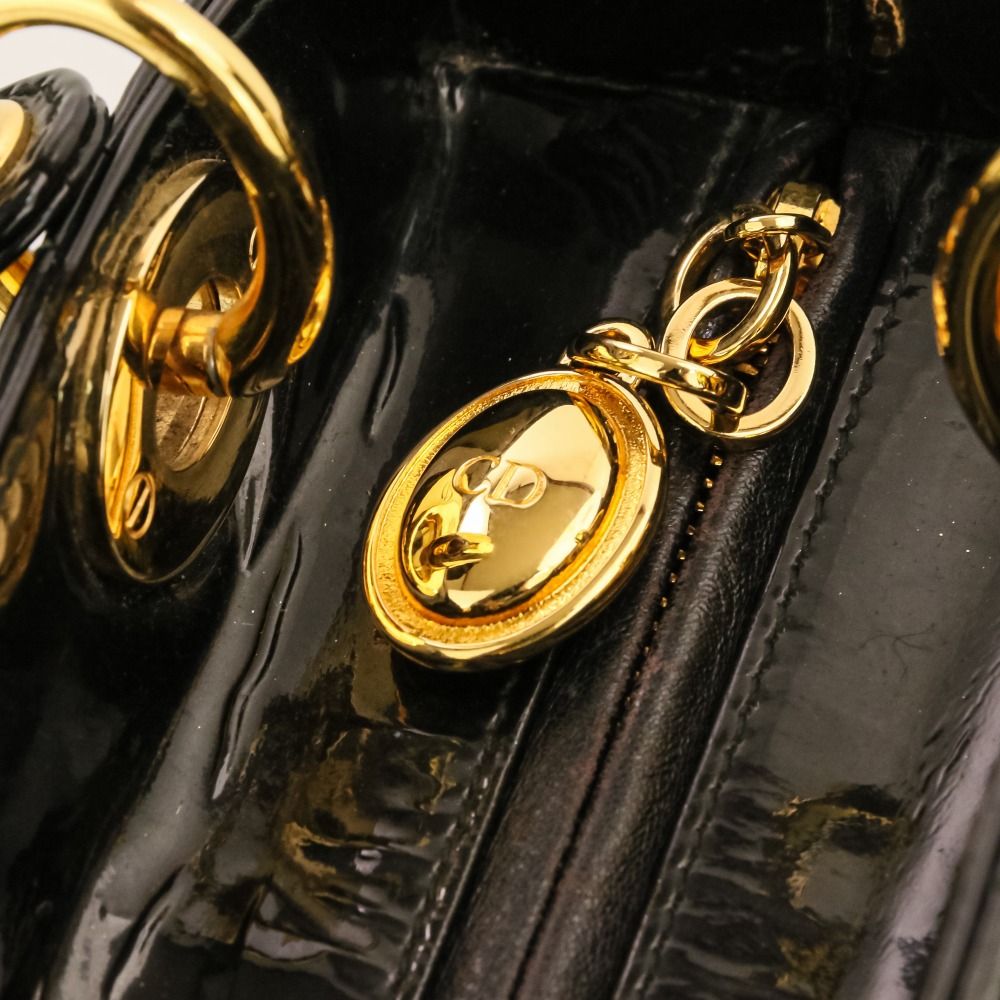 Dior Lady Cannage Patent Handbag Black