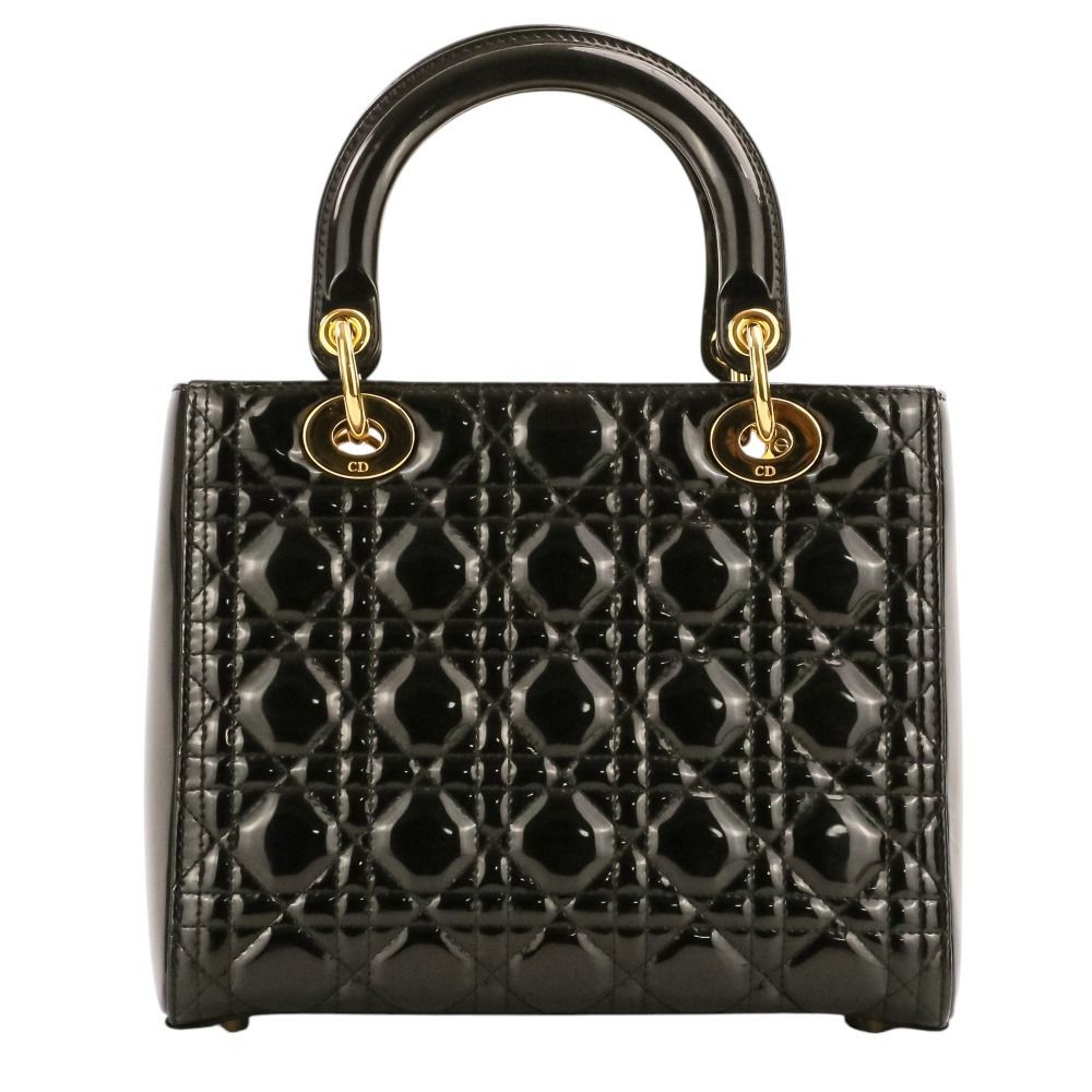 Dior Lady Cannage Patent Handbag Black