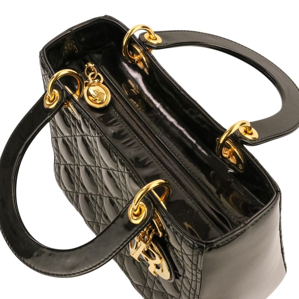 Dior Lady Cannage Patent Handbag Black