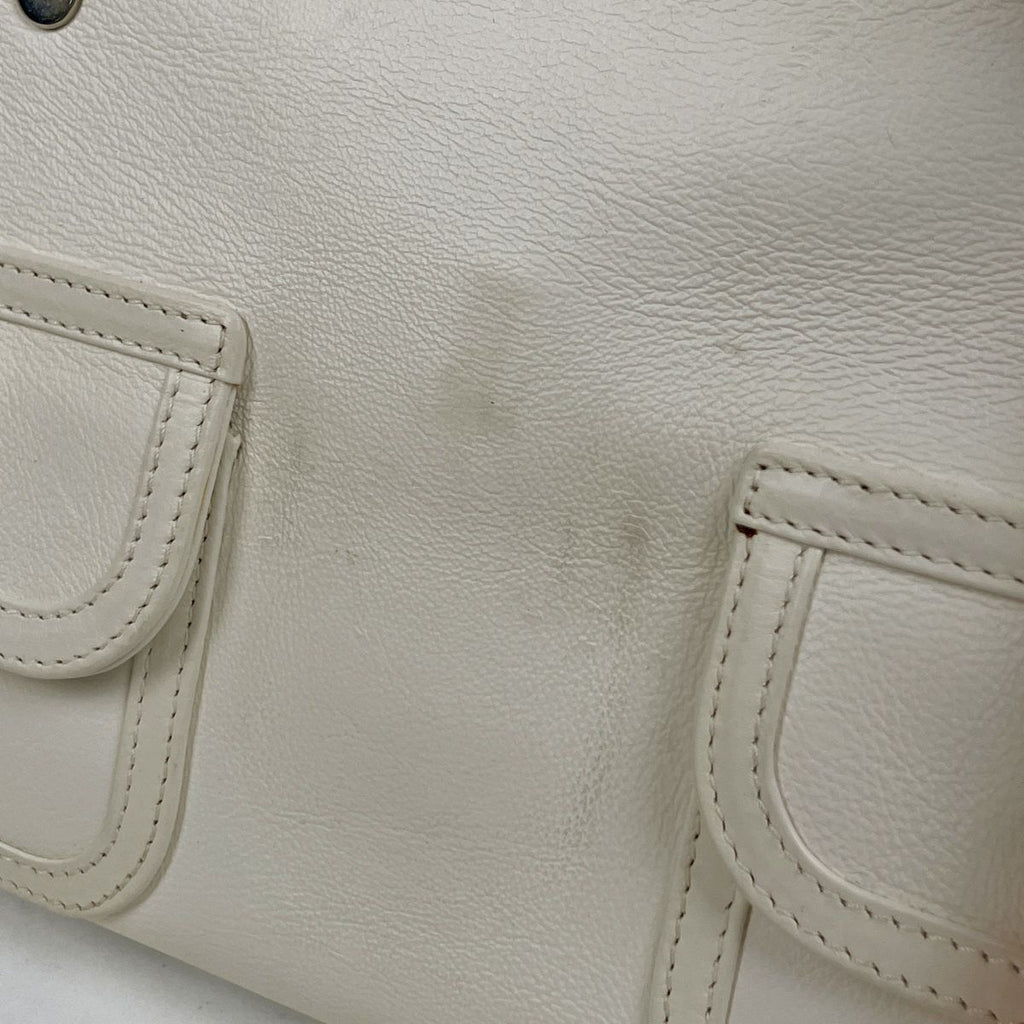 Dior Logo Handbag Flight Line Leather White