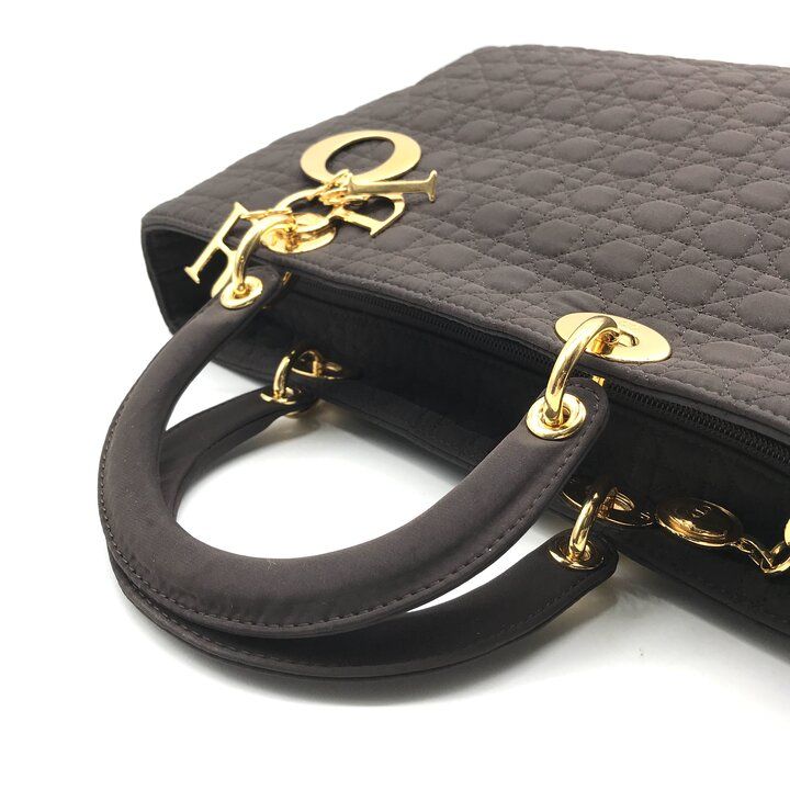 Dior Lady Cannage Nylon Hand Purse Brown