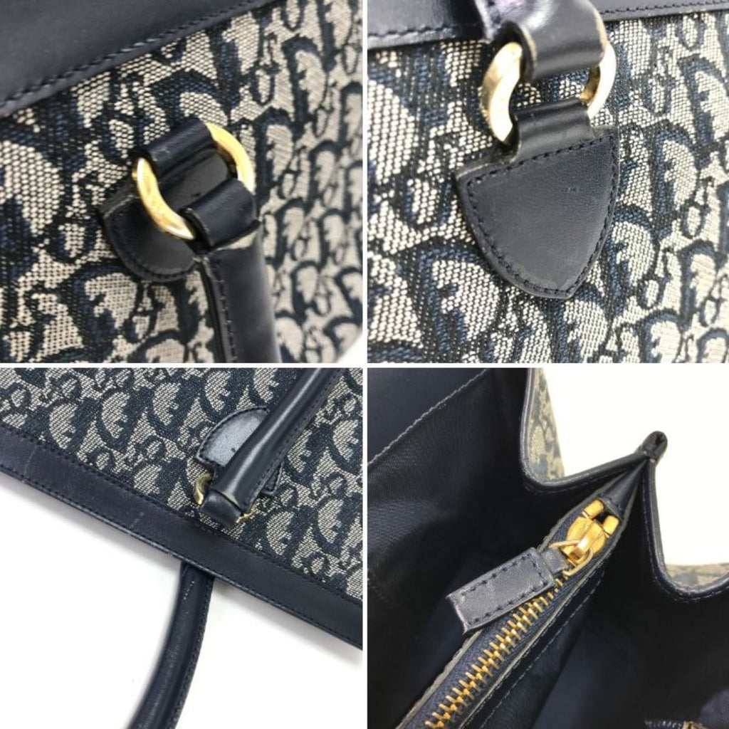 Dior Handbag Trotter Canvas Leather Vintage BO B Navy