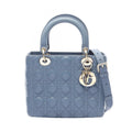 Dior Handbag Lady Dior Cannage 2-Way Blue Leather Tote