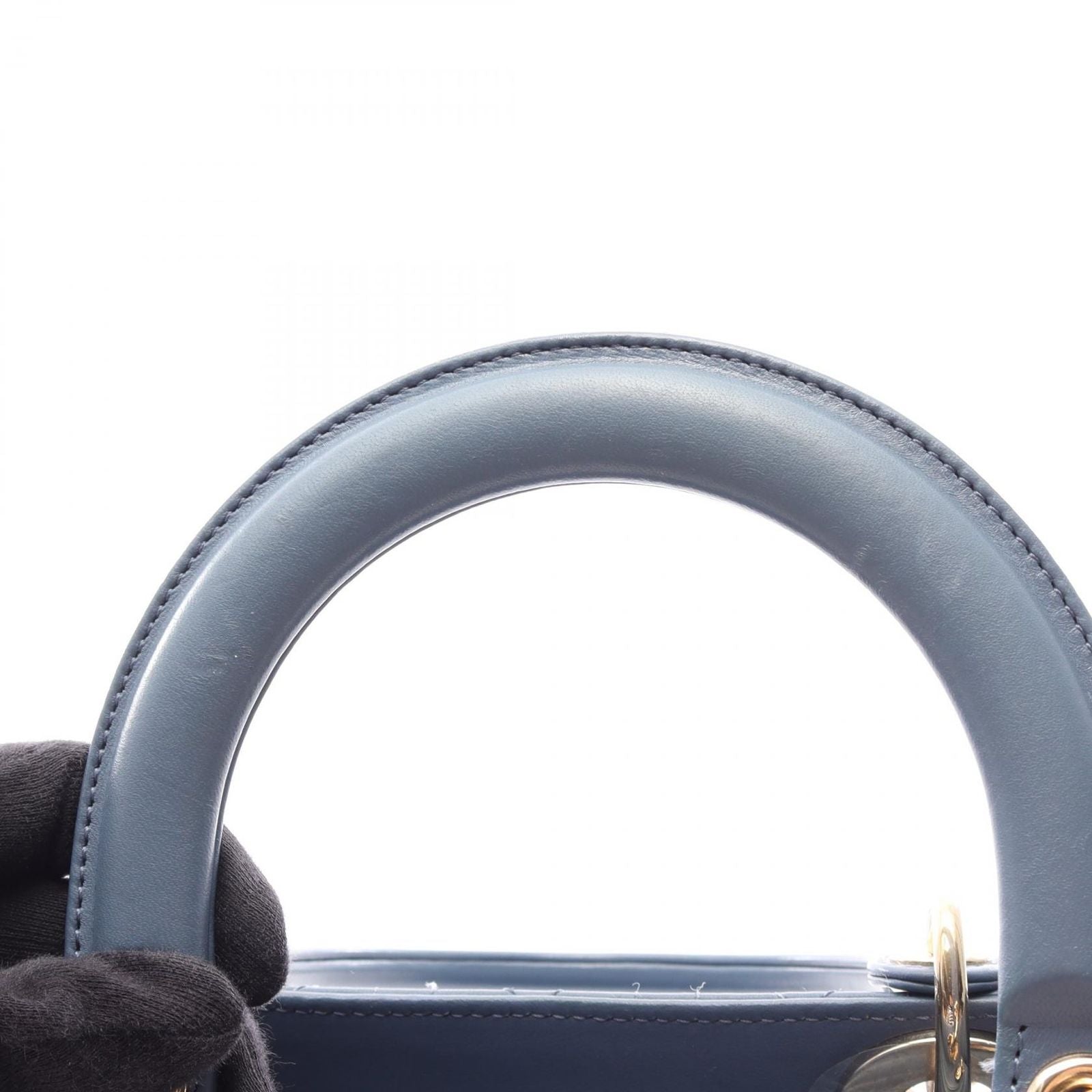Dior Handbag Lady Dior Cannage 2-Way Blue Leather Tote